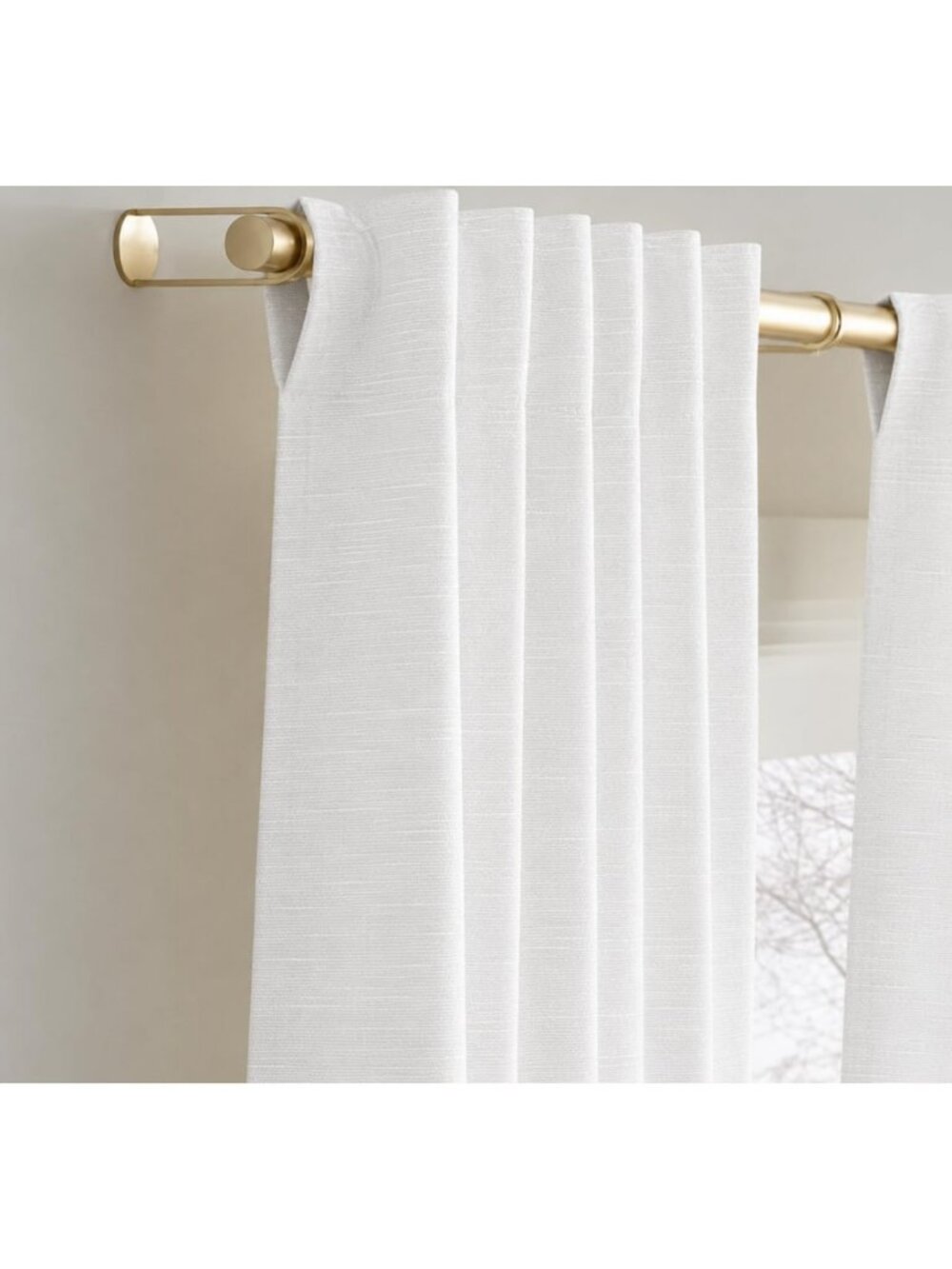 Elegant White 50x96 Inch Cotton Duck Slub Curtains - Set of 2, Light Filtering